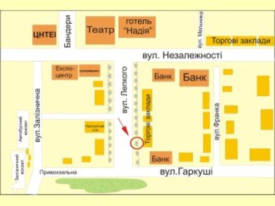 Схема рекламной плоскости по адресу вул. Лепкого 47б №3 ст Б