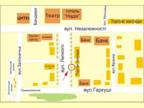 Схема рекламної площини за адресою вул. Лепкого №5 ст А