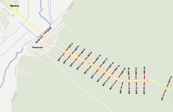 Схема рекламної площини за адресою Км 3+300 от  ул. Генерала Наумова, направление из Киева, Трасса Ирпень-Киев