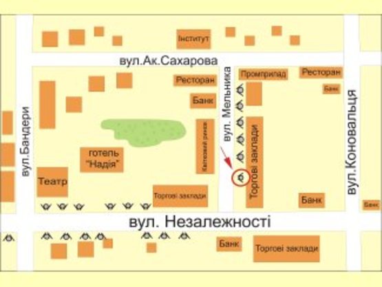 Схема рекламной плоскости по адресу вул. Мельника №1 ст Б