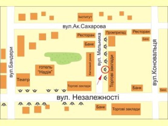 Схема рекламной плоскости по адресу вул. Мельника №2 ст А