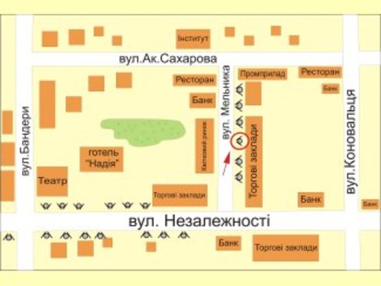 Схема рекламної площини за адресою вул. Мельника №3 ст А