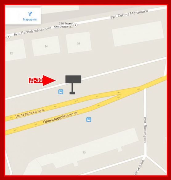 Схема рекламной плоскости по адресу ул.Полтавская