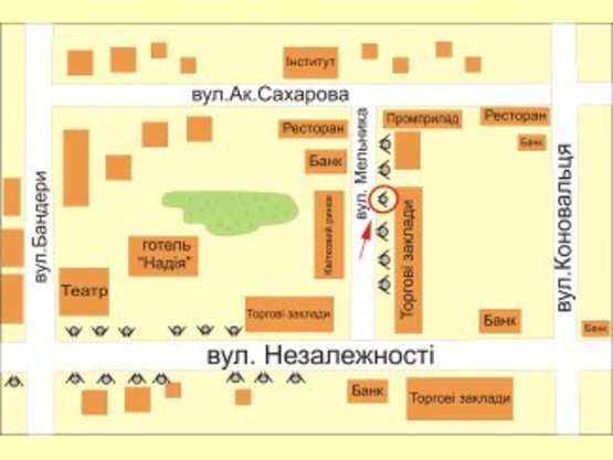 Схема рекламной плоскости по адресу вул. Мельника №4 ст А