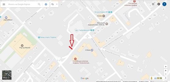 Схема рекламной плоскости по адресу вул. Генерала Чупринки,72