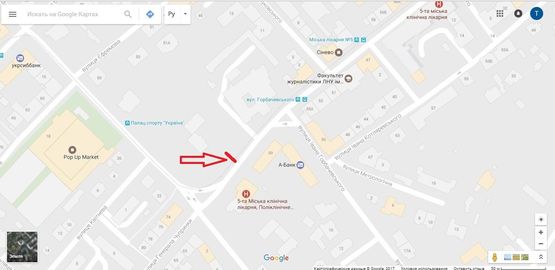 Схема рекламной плоскости по адресу вул. Генерала Чупринки,72