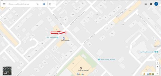 Схема рекламной плоскости по адресу вул. Мельника,14