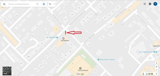 Схема рекламної площини за адресою вул. Мельника,14