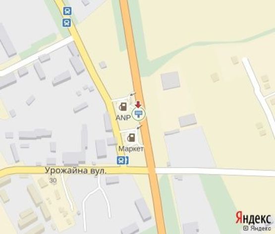 Схема рекламной плоскости по адресу Трасса на Словакию (объездная, поворот на Рынок, АЗС "Укрнафта") (напротив  Автоцент-Ужгород "Mitsubishi")