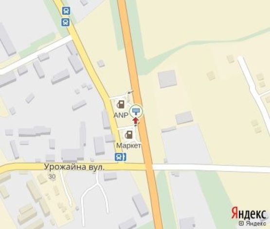 Схема рекламной плоскости по адресу Трасса на Словакию (объездная, поворот на Рынок, АЗС "Укрнафта") (напротив  Автоцент-Ужгород "Mitsubishi")