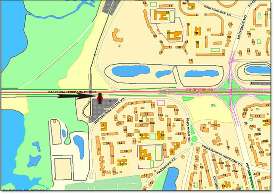 Схема рекламної площини за адресою пр.Ватутина возле поворота к "Фуршету"