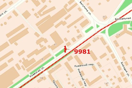 Схема рекламной плоскости по адресу Київська вул., 87 (призма)