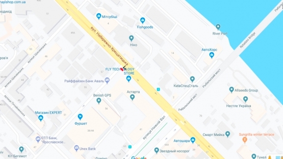 Схема рекламної площини за адресою ул. Ярославская/ул. Набережно-Крещатицкая БЦ "ASTARTA"