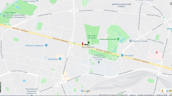 Схема рекламної площини за адресою просп. Победы, 41, напротив "БрокБизнесБанк", направление из центра