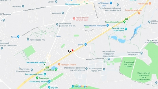 Схема рекламной плоскости по адресу просп. Голосеевский, 120 / ул. Героев Обороны, в напр. Голосеевской пл.