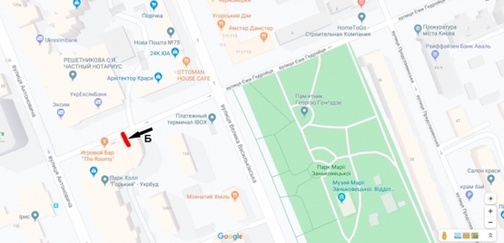 Схема рекламної площини за адресою ул. Тверская (ул. Ежи Гедройца) / "УкрЭксим Банк", в напр. ул. Антоновича