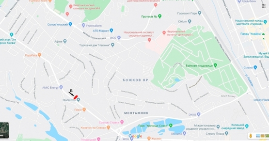 Схема рекламной плоскости по адресу просп. Валерия Лобановского, 94, в напр. просп. Науки