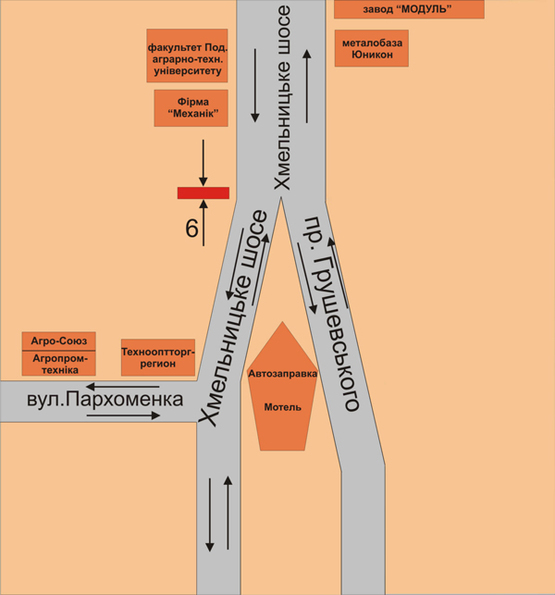 Схема рекламной плоскости по адресу розвилка Хмельницьке шосе та пр.Грушевського