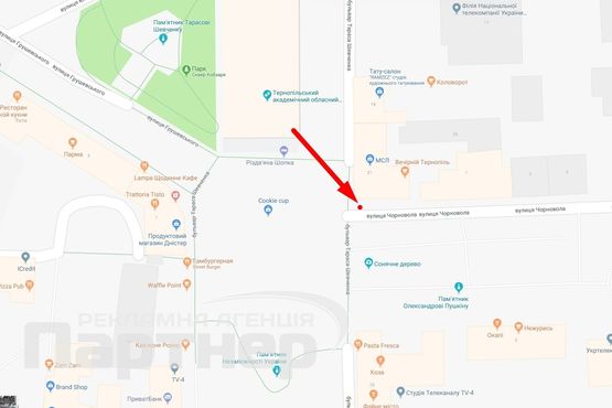 Схема рекламной плоскости по адресу Чорновола