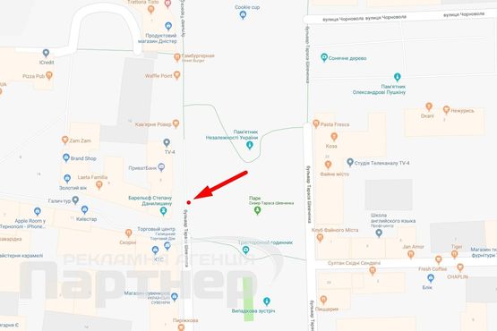 Схема рекламної площини за адресою бульвар Т. Шевченка