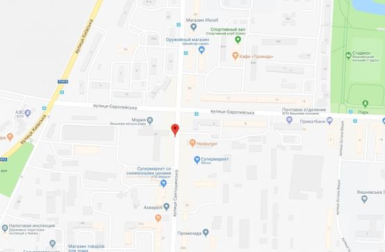 Схема рекламної площини за адресою Вишневе, вул.Святошинська, 29