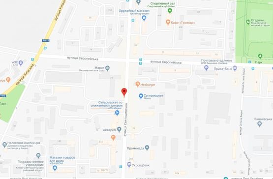 Схема рекламної площини за адресою Вишневе, вул.Святошинська, навроти магазина Новус