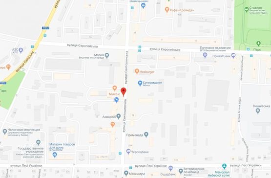 Схема рекламной плоскости по адресу Вишневе, вул.Святошинськая, 27-Г, навроти Новуса, біля магазину Червоний маркет