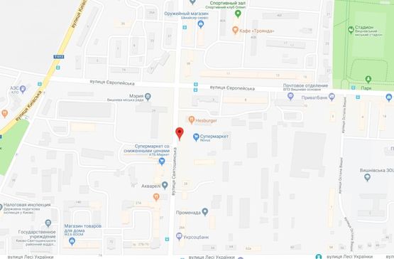 Схема рекламної площини за адресою Вишневе, вул.Святошинська, біля Новуса