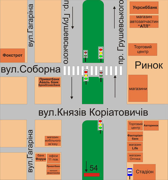 Схема рекламной плоскости по адресу пр.Грушевського(між вул.Уральська-вул.Драй Хмари)