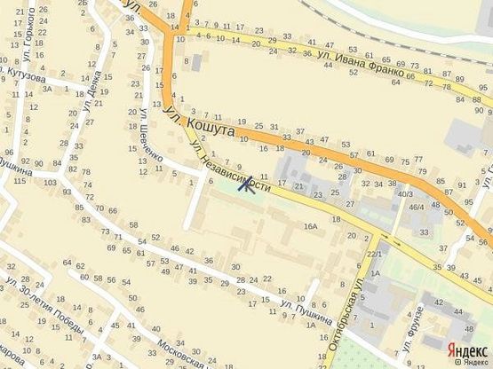 Схема рекламной плоскости по адресу вул. Незалежності, біля Правекс банку та магазинів