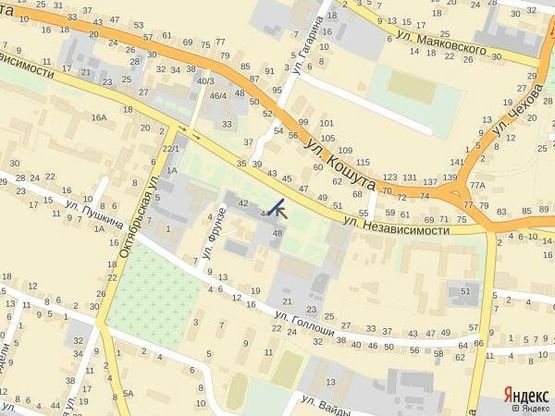 Схема рекламної площини за адресою вул. Незалежності, центр міста, біля Ексім банку, кіосків,  напроти продуктового магазину та редакції Дружба, масове скупчення людей