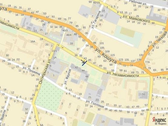 Схема рекламної площини за адресою вул. Незалежності, центр міста, біля Ексім банку, кіосків,  напроти продуктового магазину та редакції Дружба, масове скупчення людей