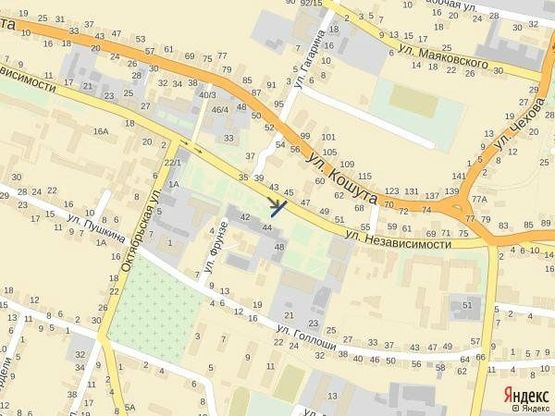 Схема рекламної площини за адресою вул. Незалежності, центр міста, біля Ексім банку, кіосків,  напроти продуктового магазину та редакції Дружба, масове скупчення людей