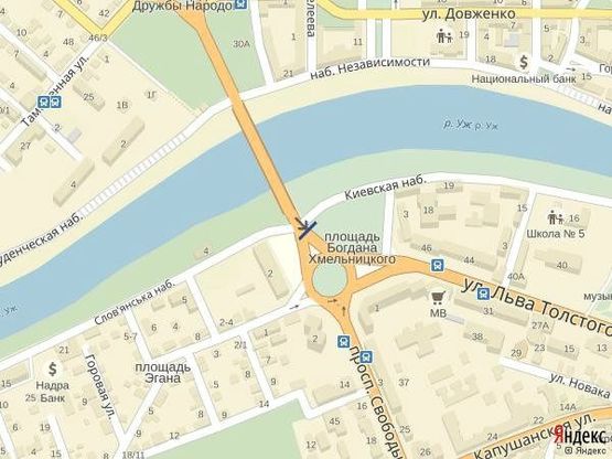 Схема рекламной плоскости по адресу м.Ужгород вул.Богдана Хмельницького, навпроти гот.Ужгород, біля 16-ти поверхівки, круговий рух