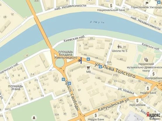 Схема рекламной плоскости по адресу м.Ужгород вул. Л.Толстого біля банків БМБ, Автозаз, Фінансова ініціатива,дитячого майданчика Рошен, в сторону пл.Петефі