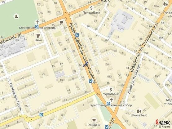 Схема рекламной плоскости по адресу м.Ужгород просп. Свободи,біля салону меблів IMPERIAL, кондитерської Шоколадниця, в сторону 16-ти поверхівки