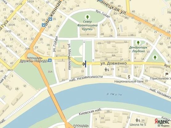 Схема рекламной плоскости по адресу м.Ужгород пл.Народна, біля облради, в сторону вул. Дружби народів