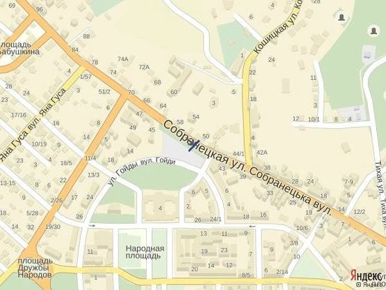 Схема рекламной плоскости по адресу м.Ужгород вул.Собранецька 52, біля рест.Капітанський мостик, в сторону аеропорту, ТЦ Дастор