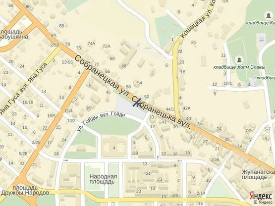 Схема рекламной плоскости по адресу м.Ужгород вул.Собранецька 52, біля рест.Капітанський мостик, в сторону вул.Корятовича