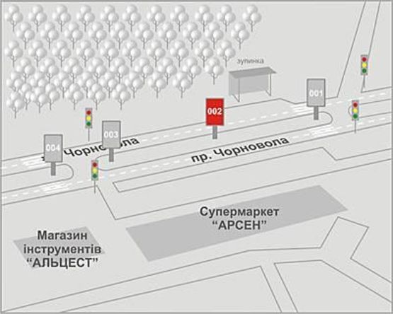 Схема рекламной плоскости по адресу Чорновола пр-т, 95