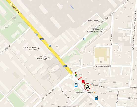 Схема рекламной плоскости по адресу Соборна  -  Дубенська