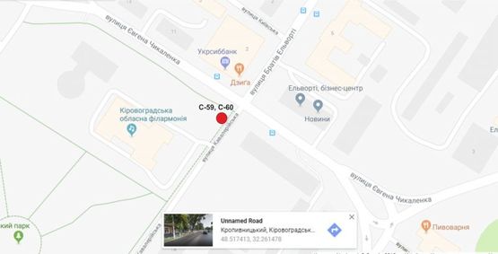 Схема рекламної площини за адресою Кавалерийская, 1 (кафе "Филижанка")