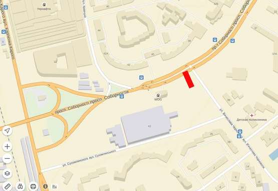 Схема рекламной плоскости по адресу Соборності - вул. Чорновола С/М Там -Там