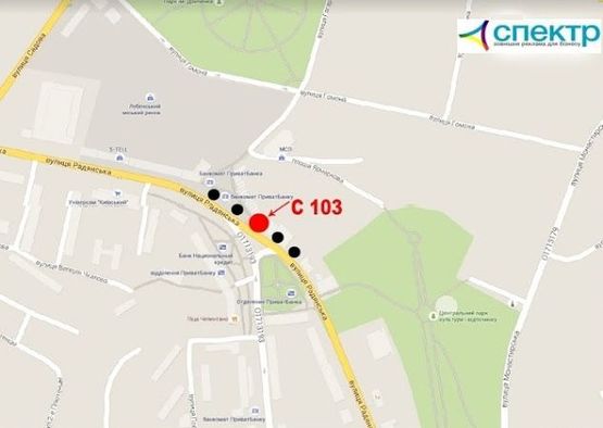 Схема рекламної площини за адресою пр-т Володимирський,13, біля автобусної зупинки