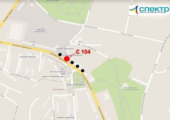 Схема рекламної площини за адресою пр-т Володимирський,13, біля центрального парку відпочинку