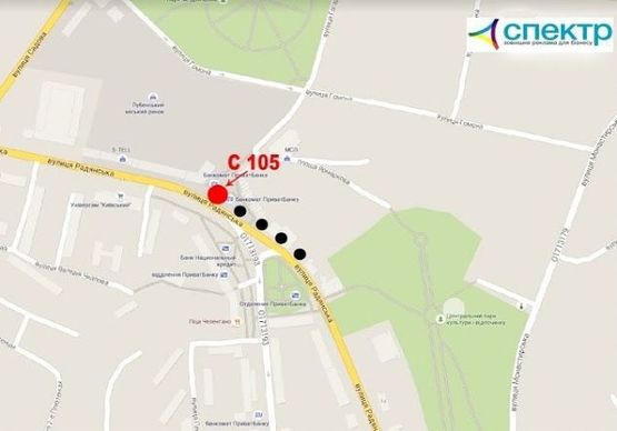 Схема рекламной плоскости по адресу пр-т Володимирський, 13, біля кофейні