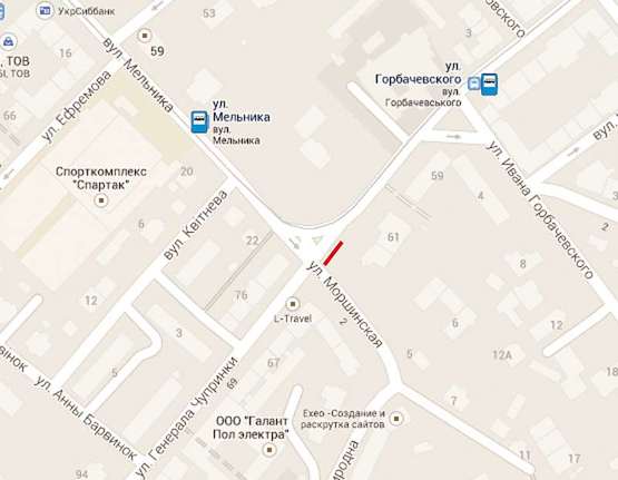 Схема рекламної площини за адресою Генерала Чупринки - вул. Мельника -  вул. Моршинська