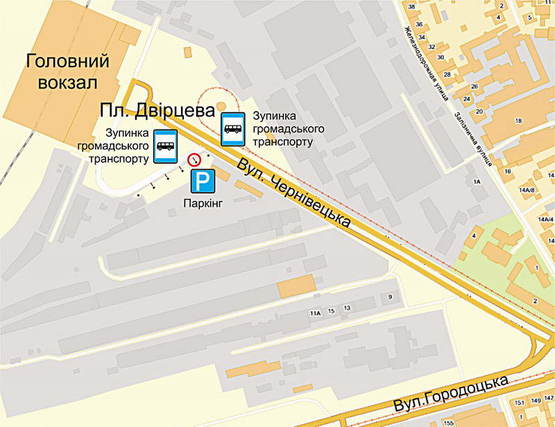 Схема рекламной плоскости по адресу пл Двірцева