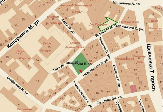 Схема рекламної площини за адресою пл Маланюка-Чайковскького ст.А