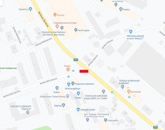 Схема рекламної площини за адресою Зелена-Дністровська